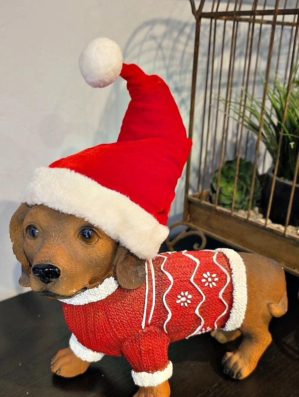 11" Santa Dachshund Dog Holiday décor